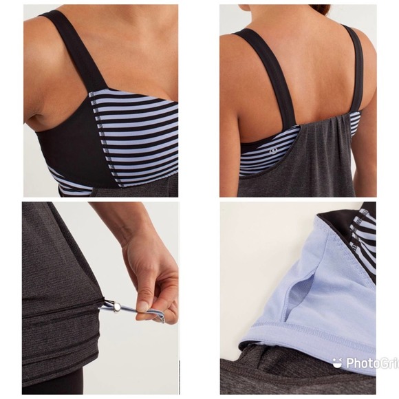 Lululemon Run: Back On Track Tank in Black / Classic Stripe Polar Haze Black - Picture 3 of 7